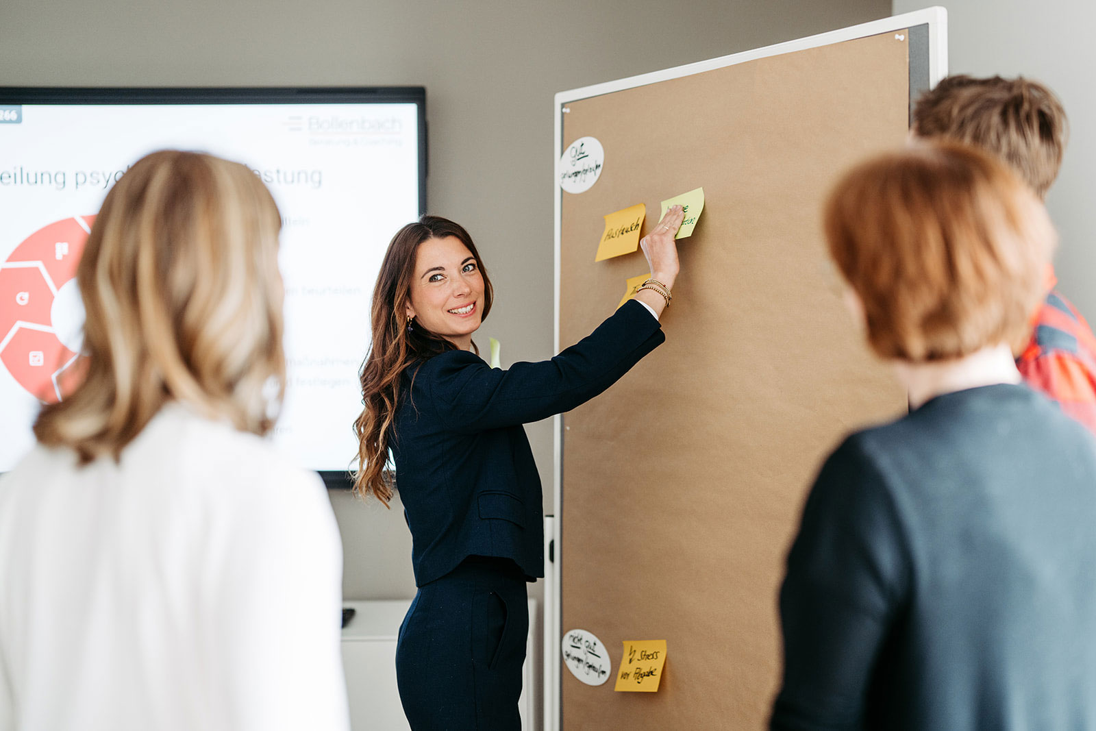 Business Gruppe vor Flipchart mit Post-it